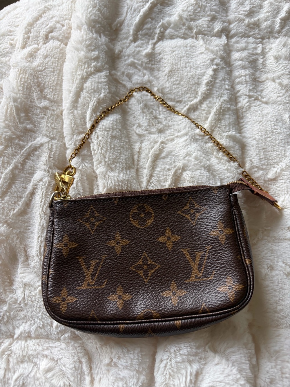 Louis Vuitton Monogram Mini Pochette with Gold Chain